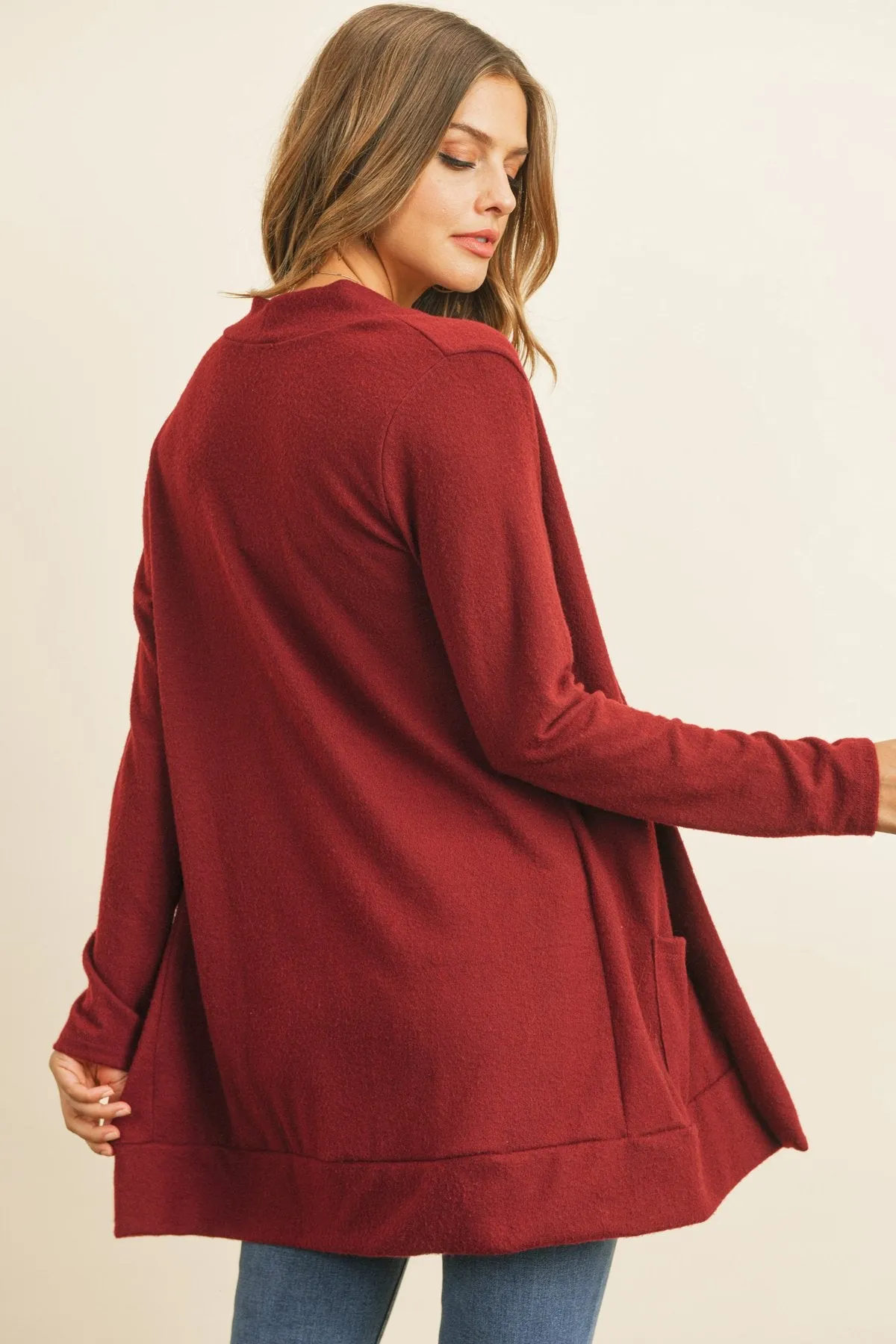 Hacci Brushed Open Front Cardigan