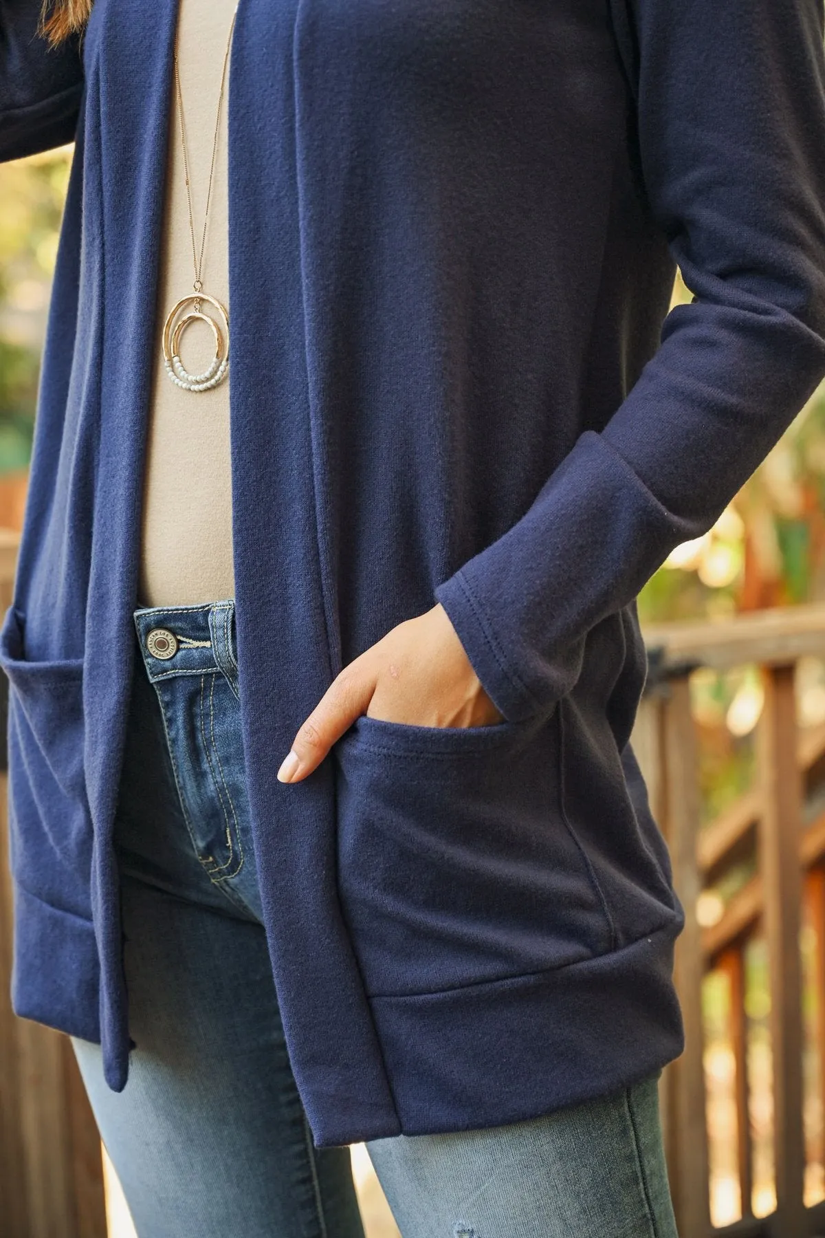 Hacci Brushed Open Front Cardigan