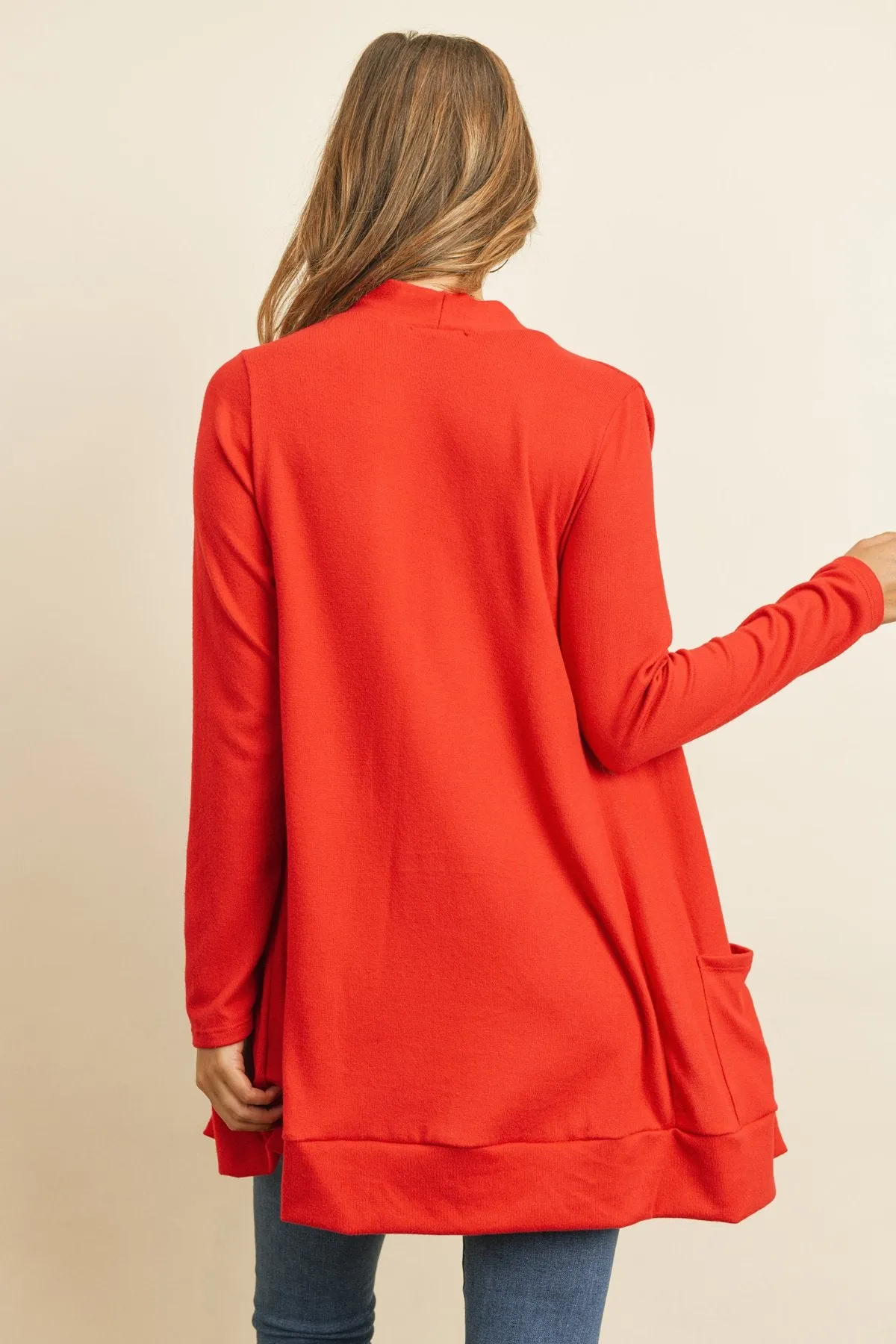 Hacci Brushed Open Front Cardigan