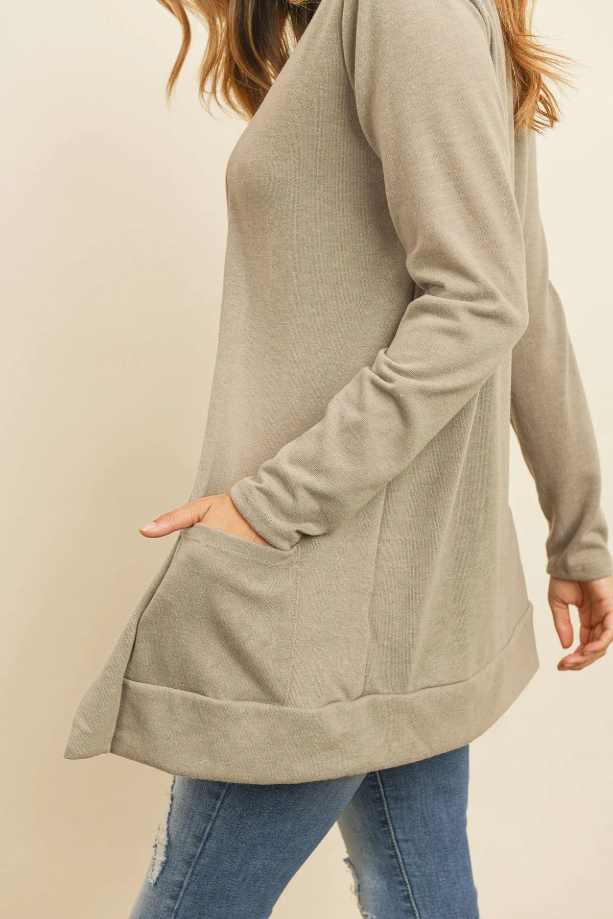Hacci Brushed Open Front Cardigan