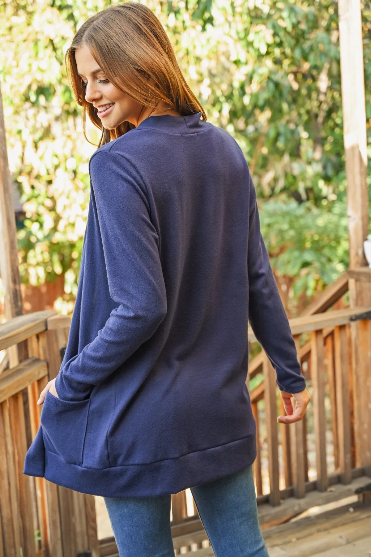 Hacci Brushed Open Front Cardigan