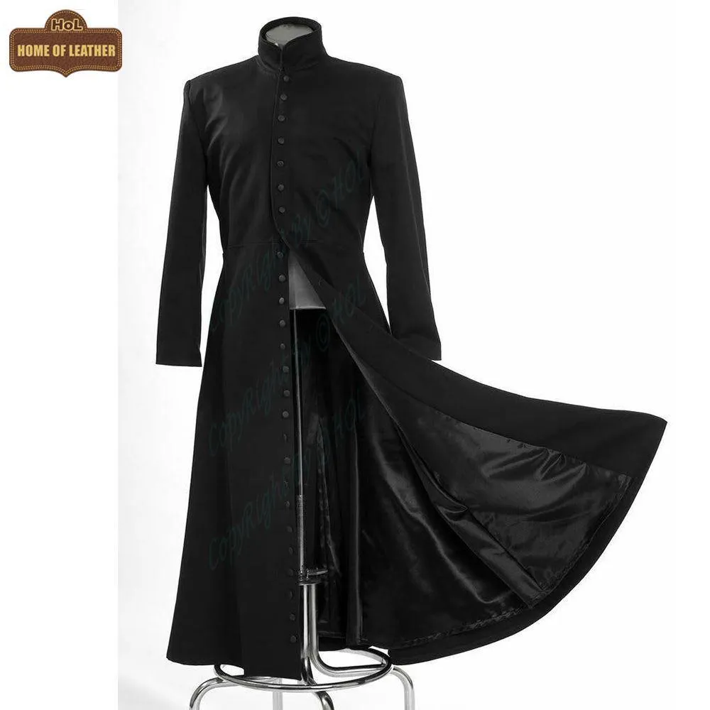 HoL C007 Matrix Neo Twill Coat Keanu Reeves Black Trench for Men's