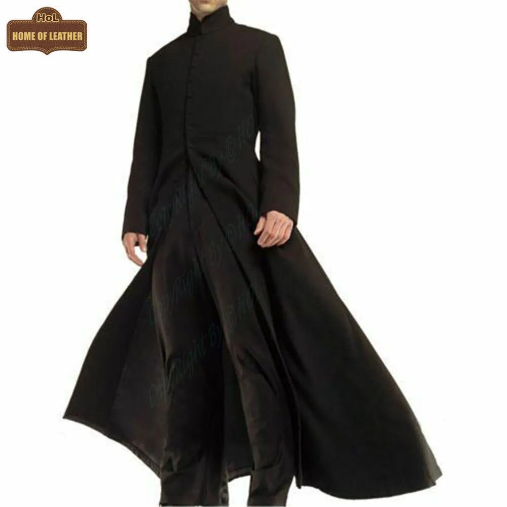 HoL C007 Matrix Neo Twill Coat Keanu Reeves Black Trench for Men's