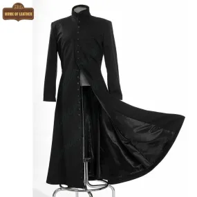 HoL C007 Matrix Neo Twill Coat Keanu Reeves Black Trench for Men's