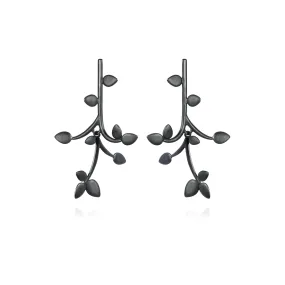 Leaf Large Dangle Earring in Oxidized Sterling Silver