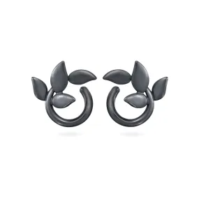 Leaf Oxidized Sterling Silver Earrings