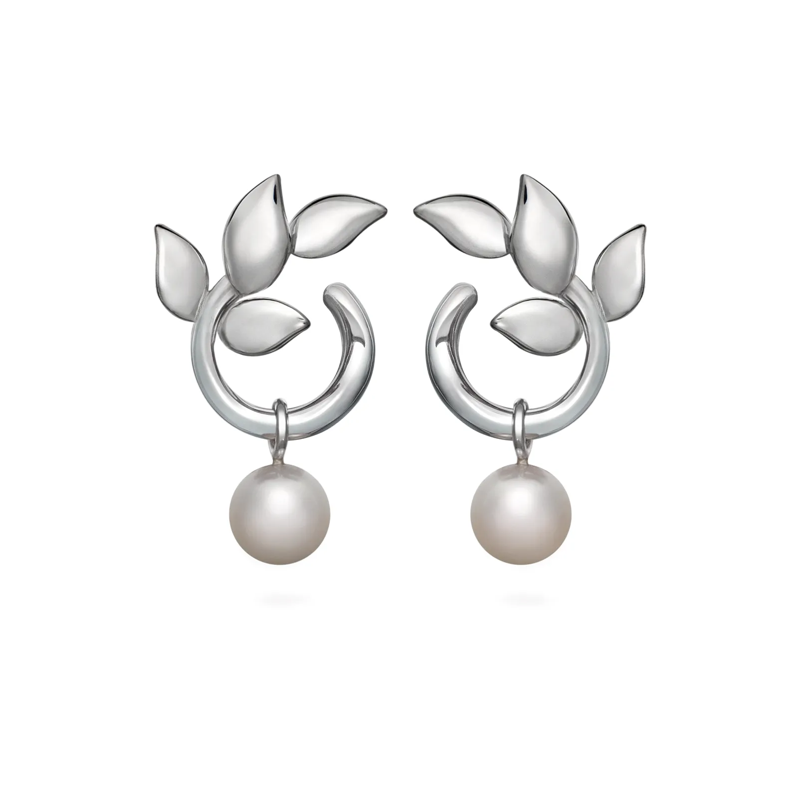 Leaf Pearl and Sterling Silver Earring