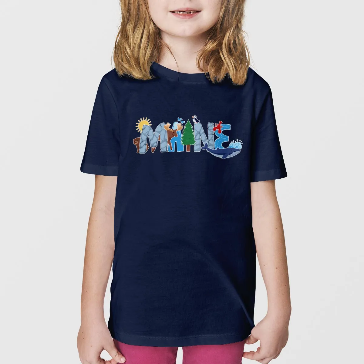 Maine Whimsical Animals T-Shirt, 100% Cotton, Youth Unisex XS-XL Tshirts Souvenir T-Shirts