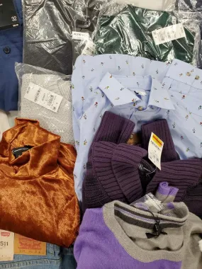 Men's Clothing Wholesale Lot Tommy Hilfiger, NIKE, Polo Ralph Luaren, LEVIS, TASSO ELBA, CALVIN KLEIN, American Apparel, CLUM ROOM, INC and more, 23 Units, Shelf Pulls, MSRP $1,479.48