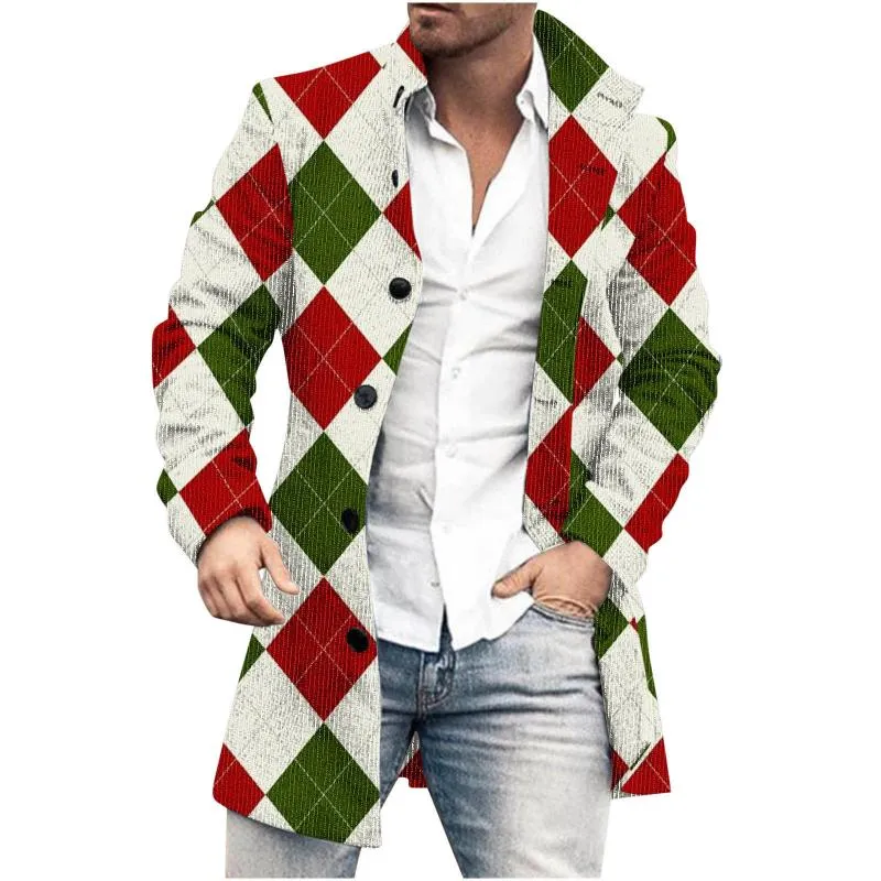 Men's Mid-Length Plaid Print Casual Coat 94095593L