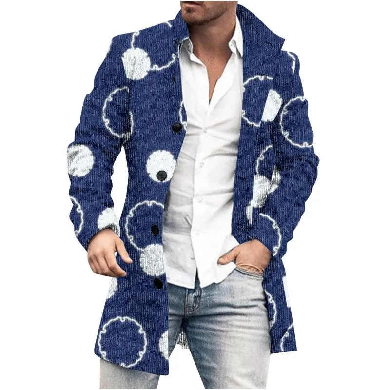 Men's Mid-Length Plaid Print Casual Coat 94095593L