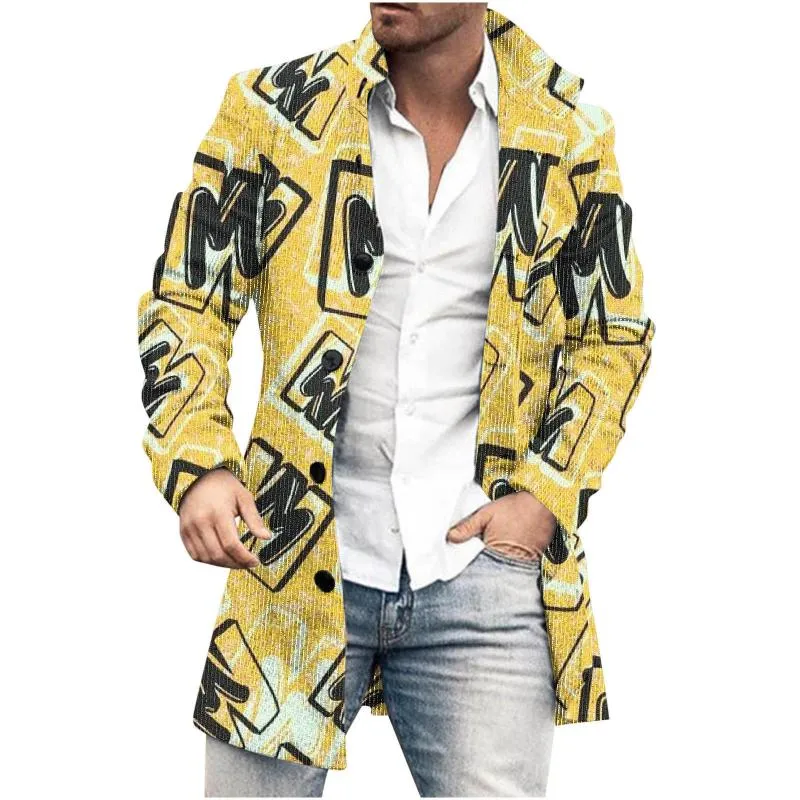 Men's Mid-Length Plaid Print Casual Coat 94095593L