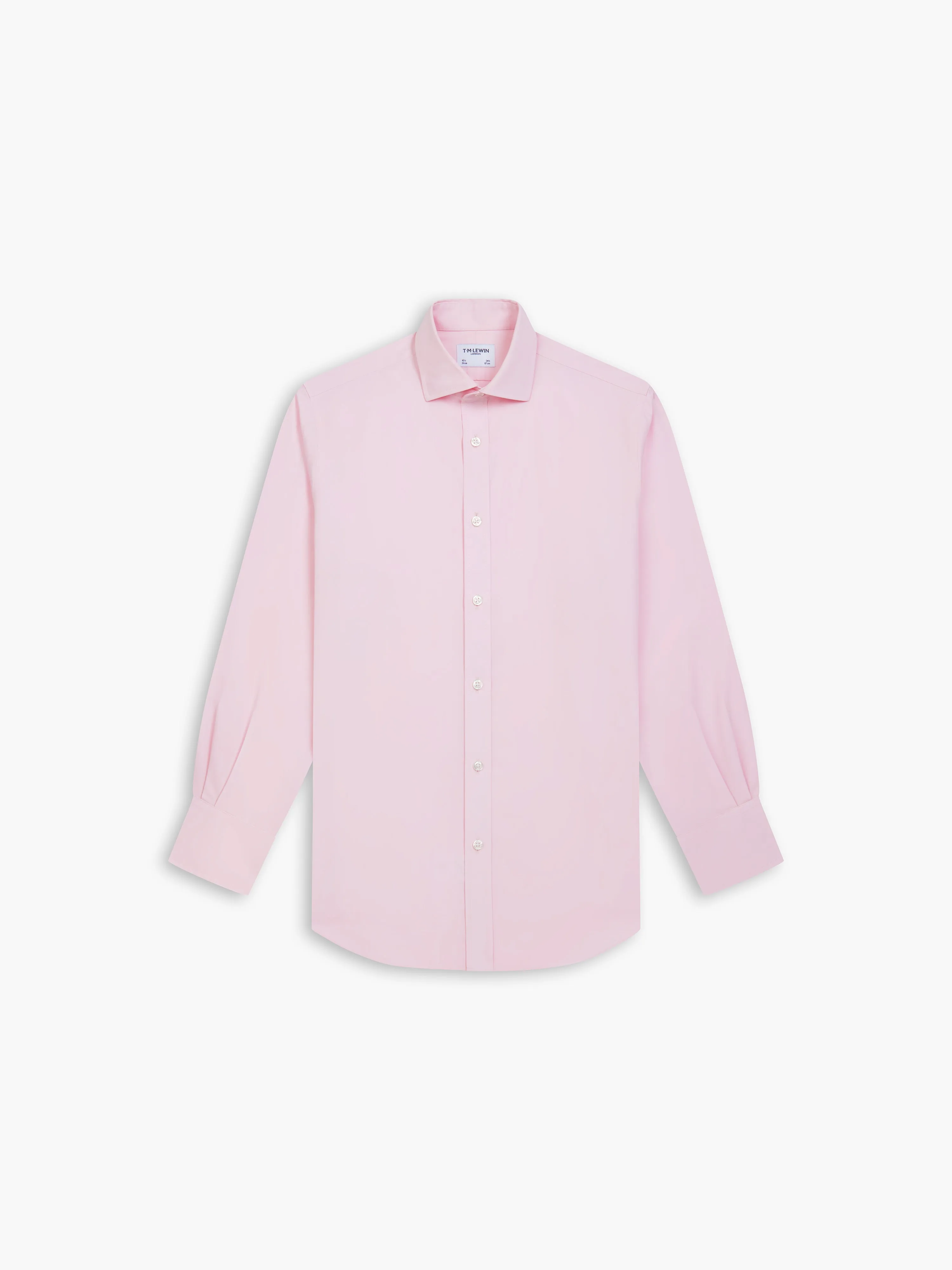 Non-Iron Pink Poplin Fitted Single Cuff Classic Collar Shirt