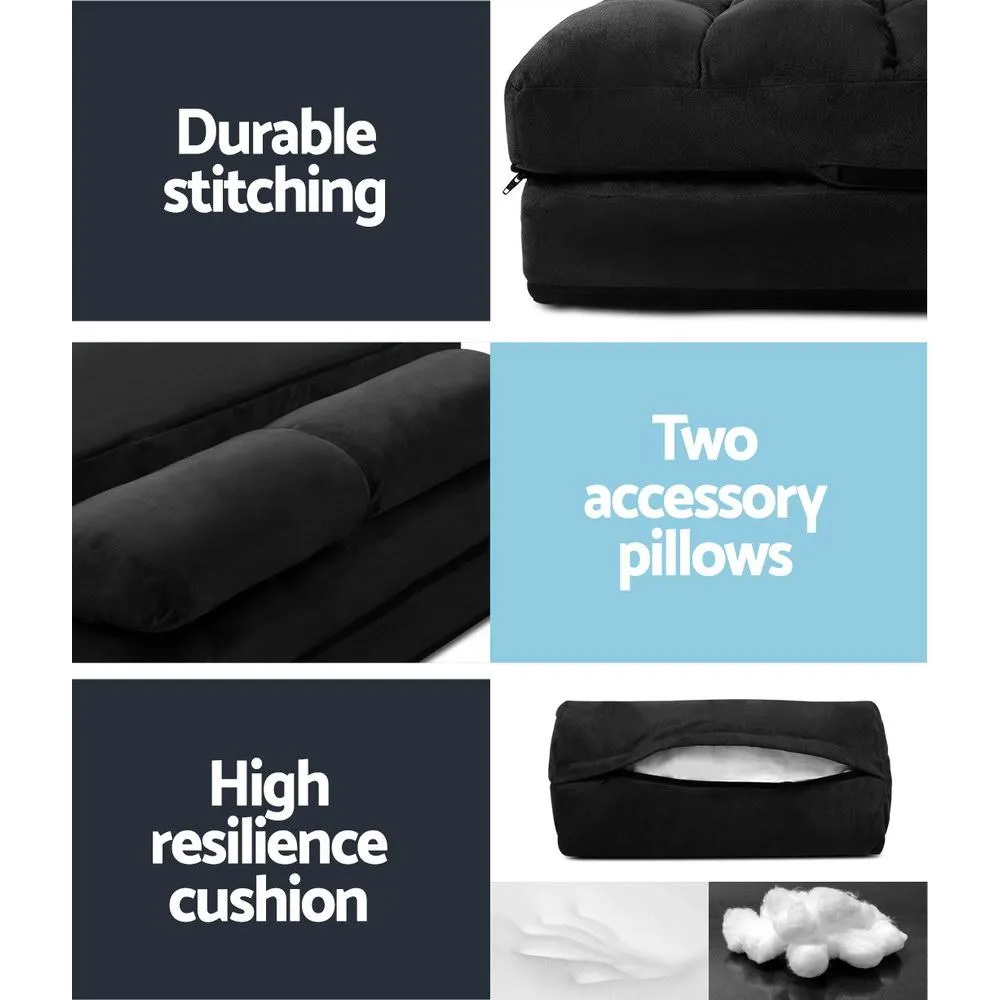 Portable 2-seater Floor Folding Sofa Bed (Charcoal)