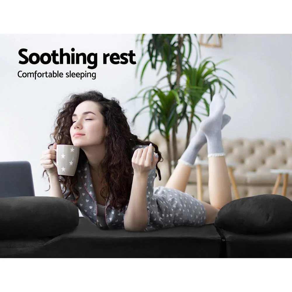 Portable 2-seater Floor Folding Sofa Bed (Charcoal)