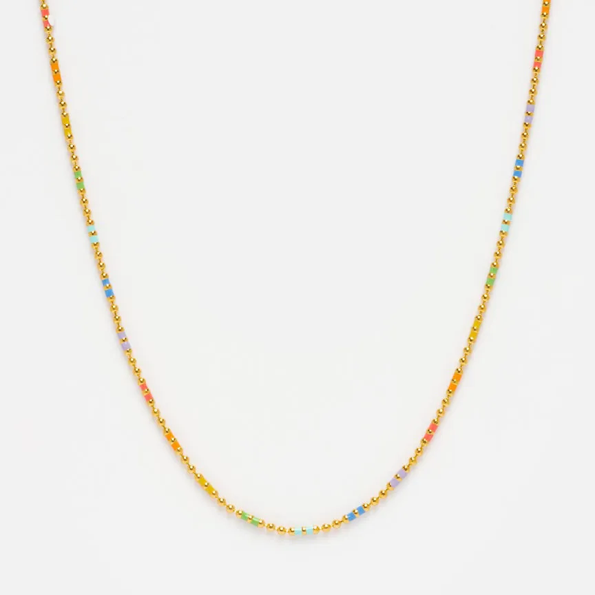 Rainbow Enamel Chain Necklace