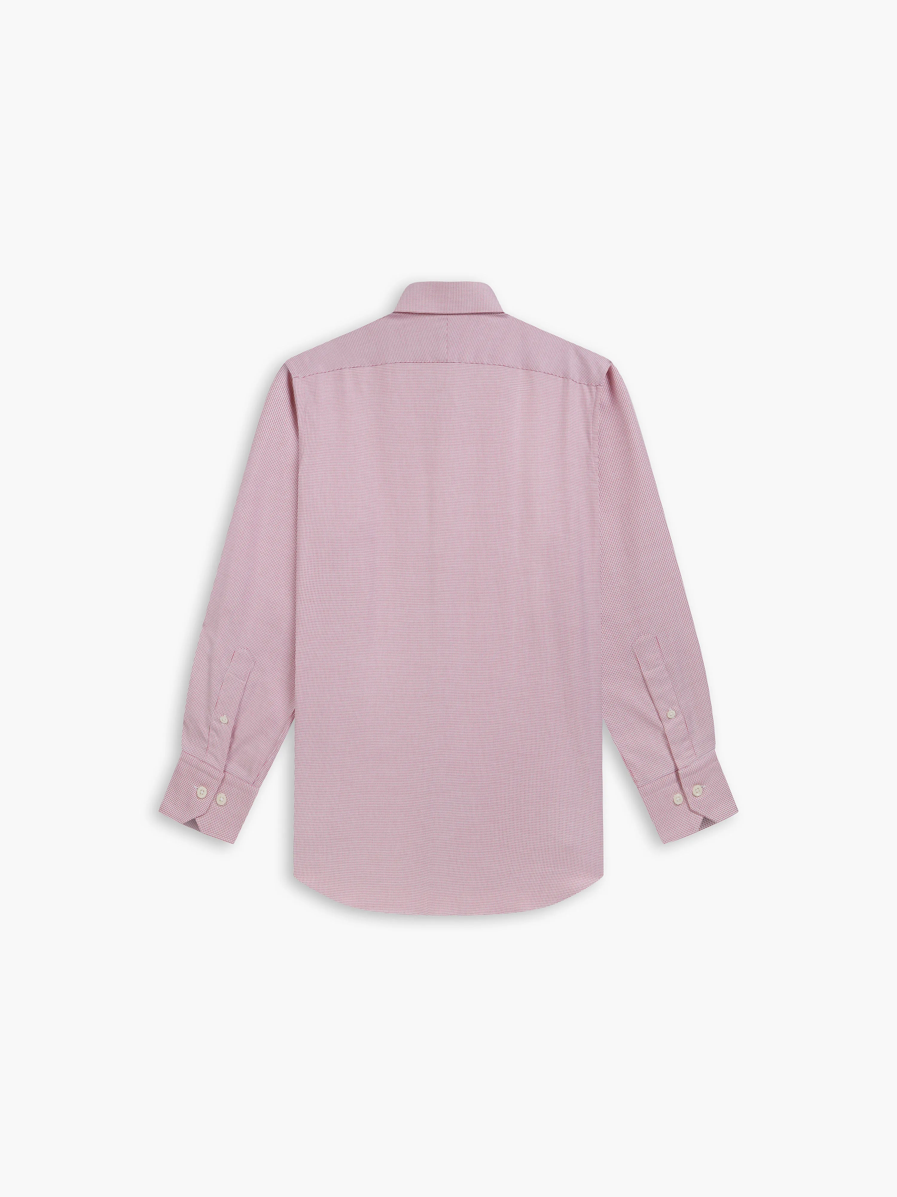 Red Micro Rhombus Stretch Twill Slim Fit Single Cuff Classic Collar Shirt