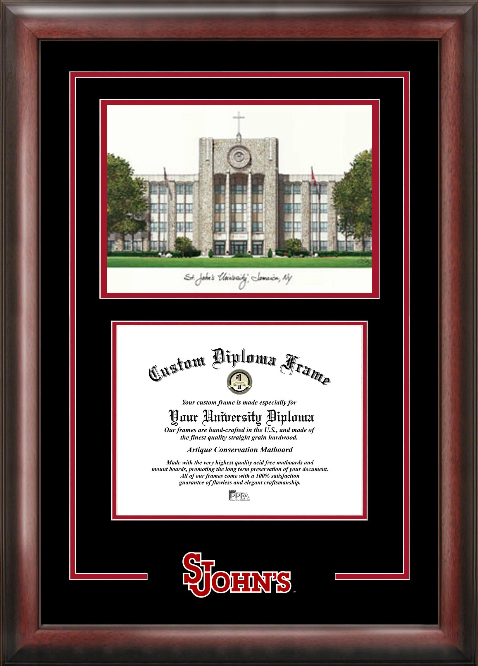 St. Johns Red Storm 11w x 8.5h Spirit Graduate Diploma Frame