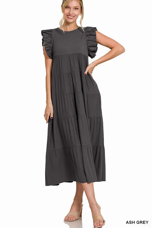 Super Soft & Flowy Ruffle Sleeve Maxi Dress