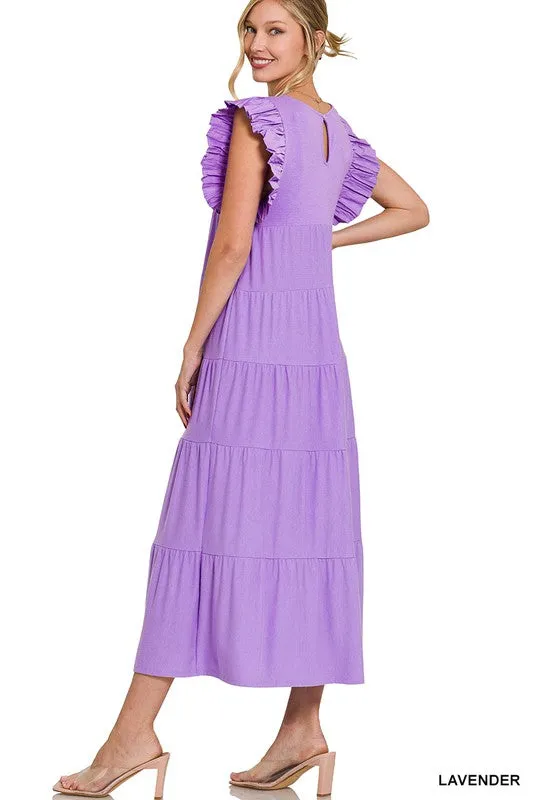 Super Soft & Flowy Ruffle Sleeve Maxi Dress