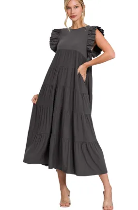 Super Soft & Flowy Ruffle Sleeve Maxi Dress