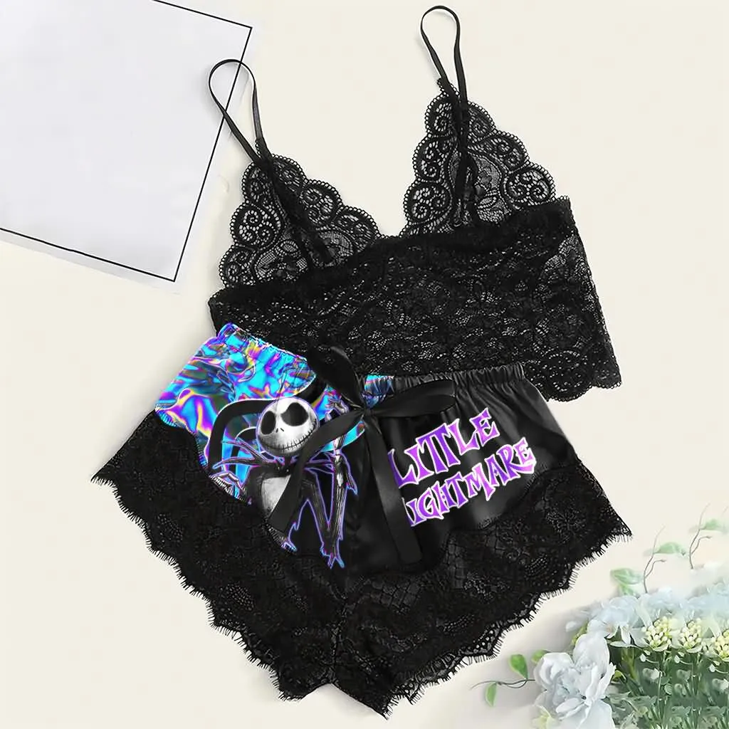 Women's Pajama Set, Sexy Nightmare 2 Piece Lingerie Nightwear Outfit
