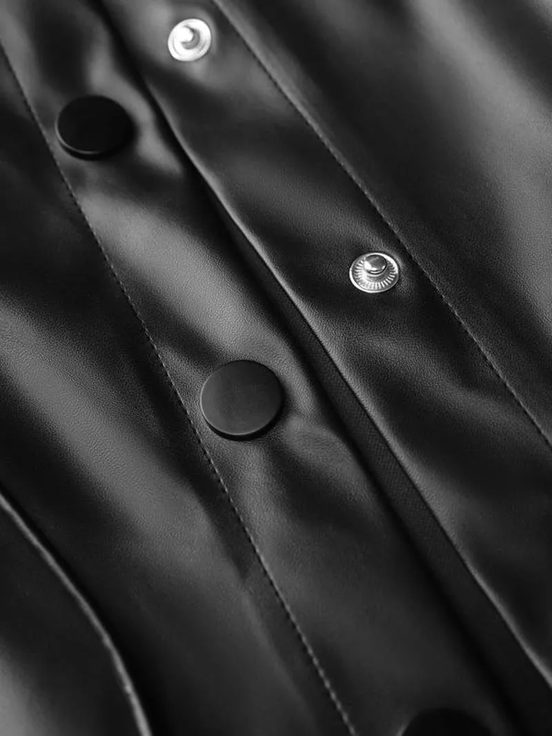 YOZY Christmas Deals Women'S Solid Color Button Front Drawstring PU Leather Trench Coat, Casual Long Sleeve Collared Pocket Coat for Spring & Fall, Christmas 2024 Trend, Christmas Clothes, Fall&Winter Clothes, Christmas Gift Ideas